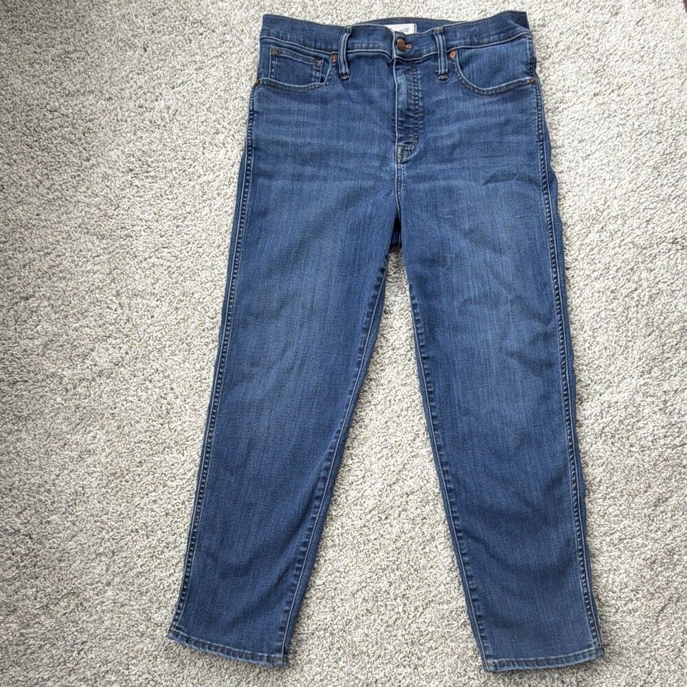 Size 31 Madewell Stovepipe Blue Jeans Lan Wash High Rise Straight Ankle MB466